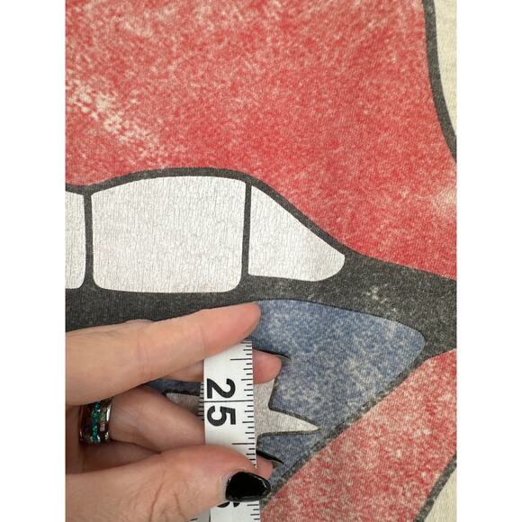 Rolling Stones Shirt Womens Large Cream Red Blue Graphic Tee Music Band America - Picture 4 of 5